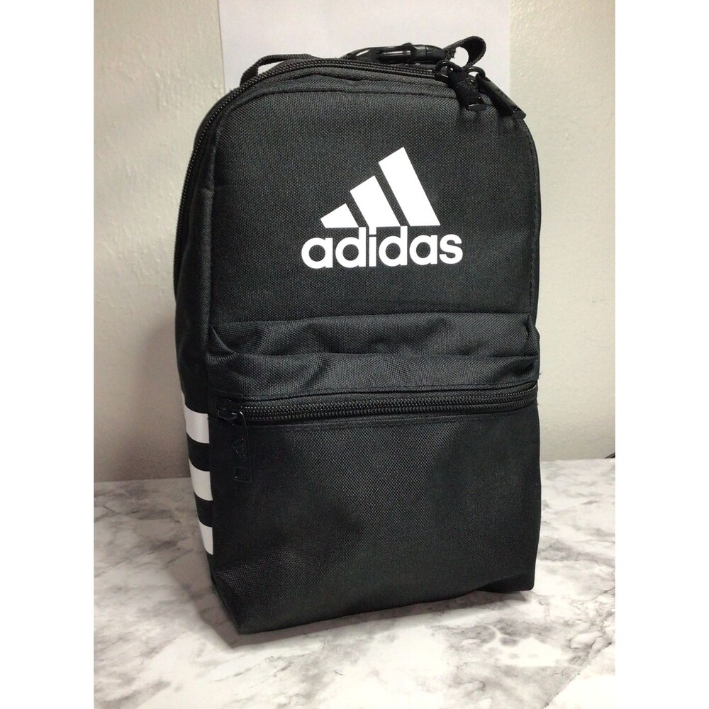 Adidas Unisex Santiago 3 Insulated Lunch Bag Cooler Pocket Black White BRAND NEW